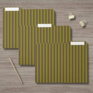 Striped pattern in chocolate brown and olive green file folder