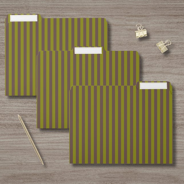 Striped pattern in chocolate brown and olive green file folder (Creator Uploaded)