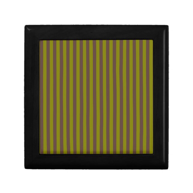 Striped pattern in chocolate brown and olive green gift box (Front)