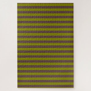 Striped pattern in chocolate brown and olive green jigsaw puzzle