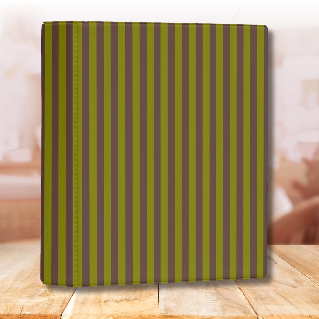 Striped pattern in chocolate brown and olive green mini binder (Creator Uploaded)