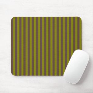 Striped pattern in chocolate brown and olive green mouse pad