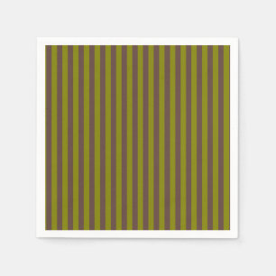 Striped pattern in chocolate brown and olive green napkins