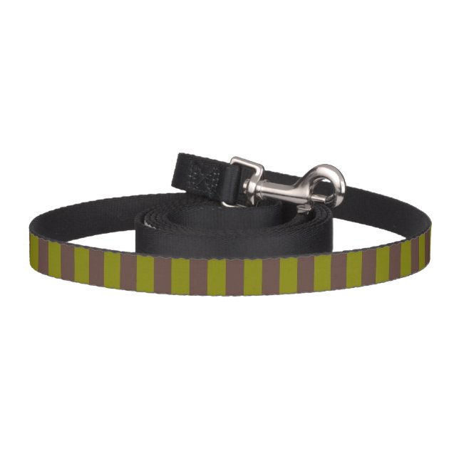 Striped pattern in chocolate brown and olive green pet leash (Hook)