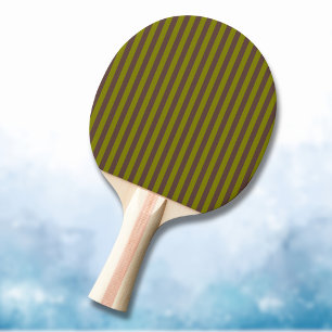 Striped pattern in chocolate brown and olive green ping pong paddle