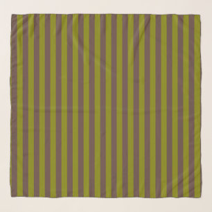 Striped pattern in chocolate brown and olive green scarf