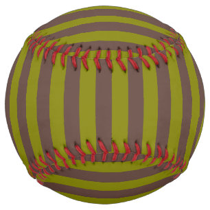 Striped pattern in chocolate brown and olive green softball