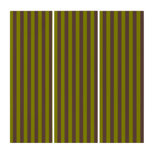 Striped pattern in chocolate brown and olive green triptych