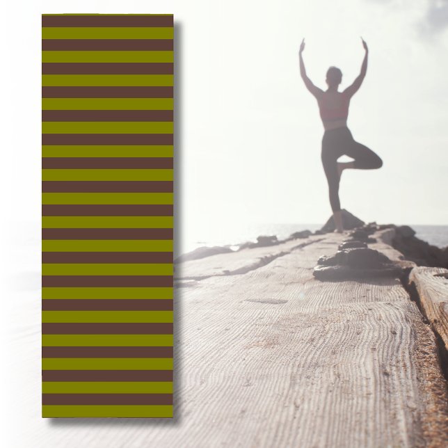 Striped pattern in chocolate brown and olive green yoga mat (Creator Uploaded)