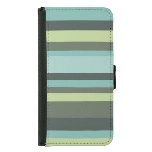Striped Pattern in Cool Greens and Blues Samsung Galaxy S5 Wallet Case