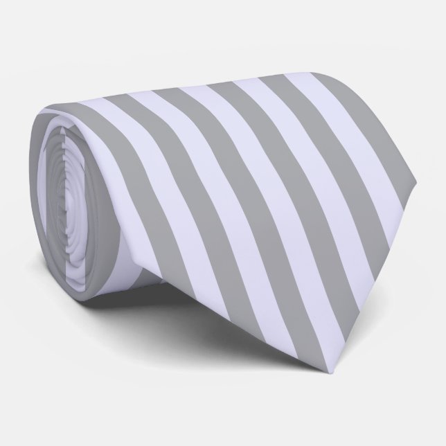 Striped pattern in gray and lavender neck tie (Rolled)