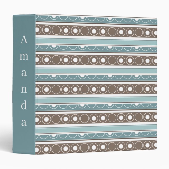 Striped pattern with circles and rings retro style 3 ring binder (Front/Spine)