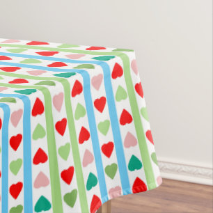 Striped pattern with hearts for Valentine's day Tablecloth