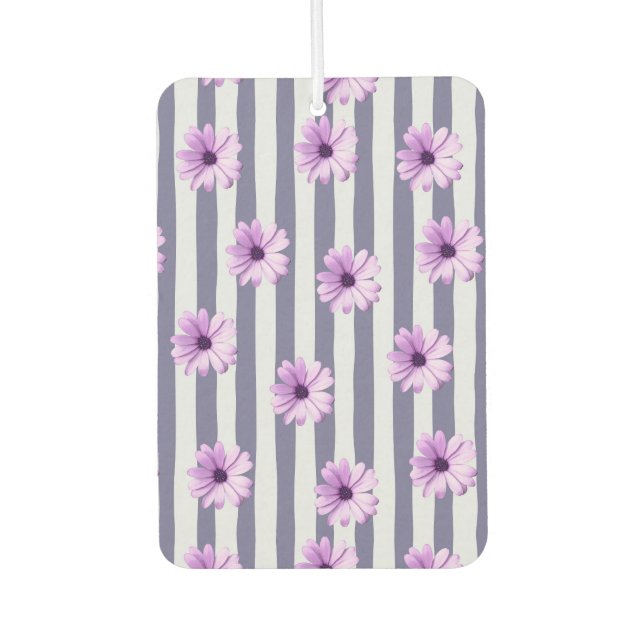 striped pattern with purple daisies air freshener (Front)
