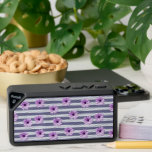 striped pattern with purple daisies bluetooth speaker