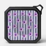 striped pattern with purple daisies bluetooth speaker