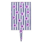 striped pattern with purple daisies cake topper