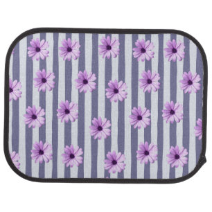 striped pattern with purple daisies car floor mat
