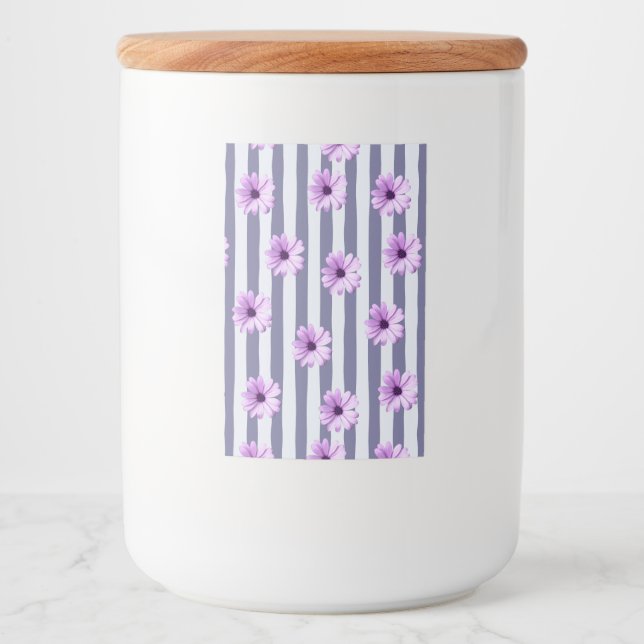 striped pattern with purple daisies food label (Front)
