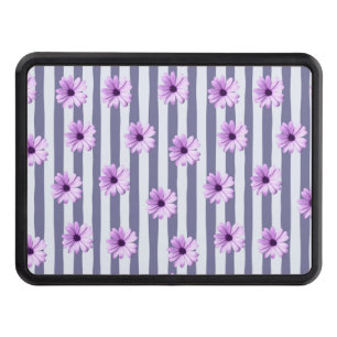 Striped Pattern with Purple Daisies Hitch Cover