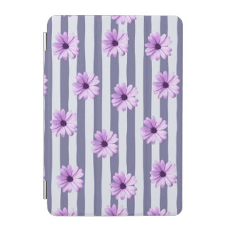 striped pattern with purple daisies iPad mini cover