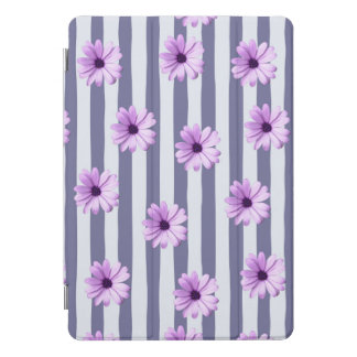 striped pattern with purple daisies iPad pro cover