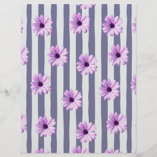 striped pattern with purple daisies letterhead