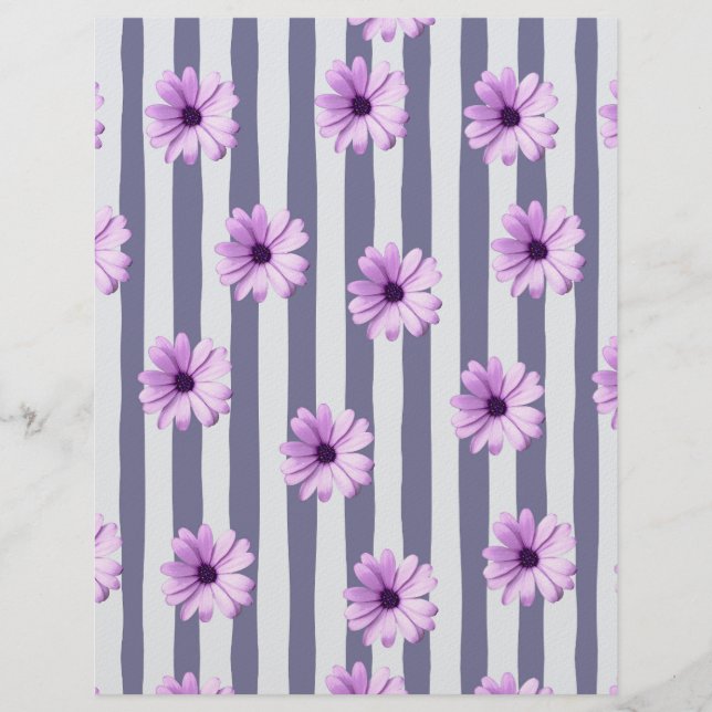 striped pattern with purple daisies letterhead (Front)