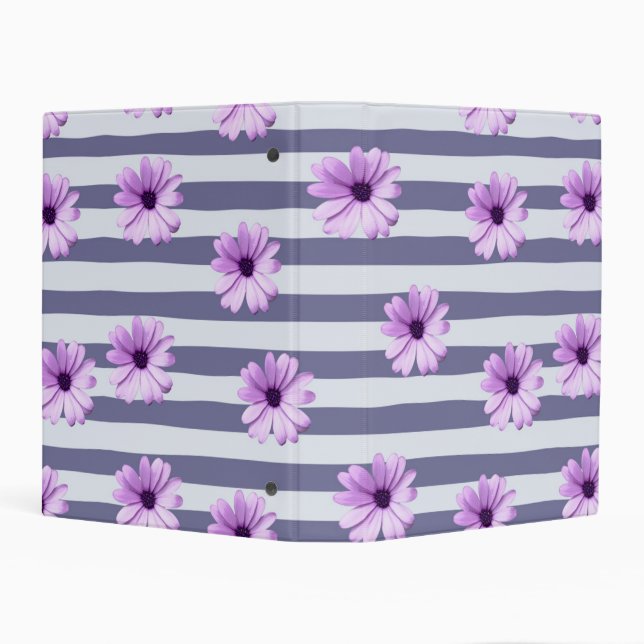 striped pattern with purple daisies mini binder (Background)