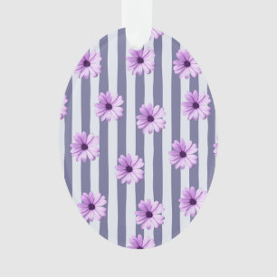 striped pattern with purple daisies ornament