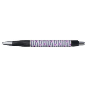 striped pattern with purple daisies pen