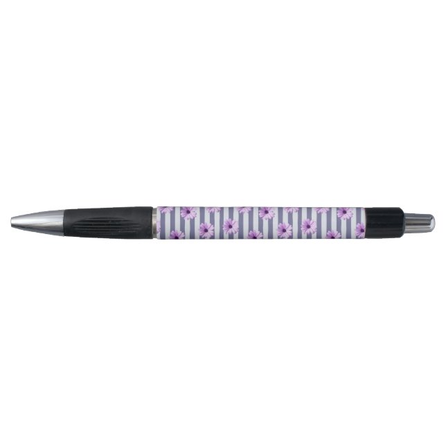 striped pattern with purple daisies pen (Front)