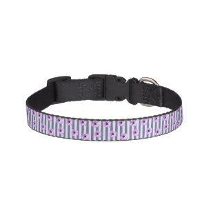 striped pattern with purple daisies pet collar