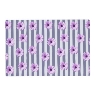 Striped Pattern with Purple Daisies Placemat