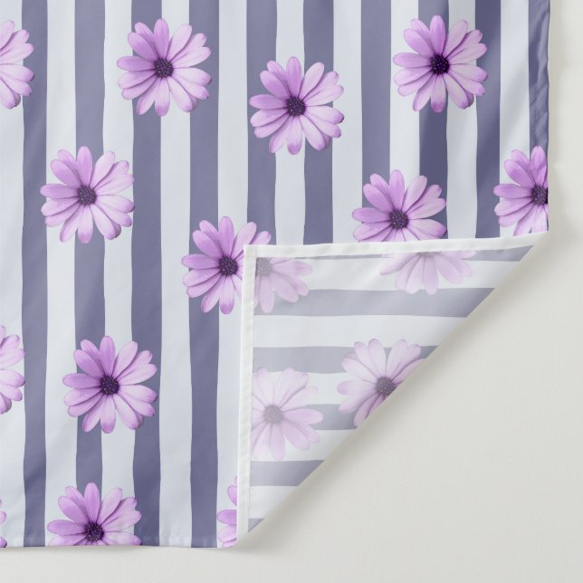 striped pattern with purple daisies tapestry (Detail)