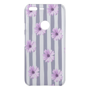 striped pattern with purple daisies uncommon google pixel XL case