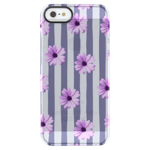 striped pattern with purple daisies clear iPhone SE/5/5s case