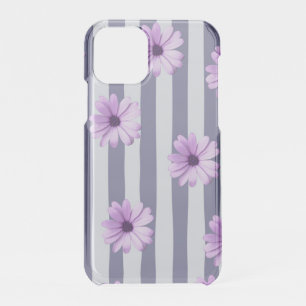 striped pattern with purple daisies iPhone 11 pro case
