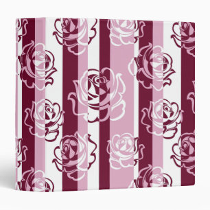 Striped pattern with roses 3 ring binder