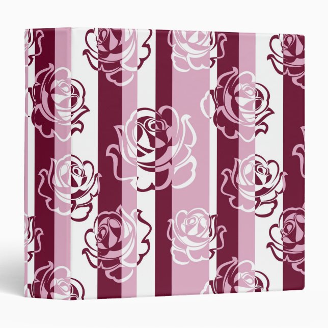 Striped pattern with roses 3 ring binder (Front/Spine)