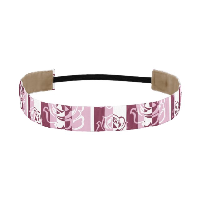 Striped pattern with roses athletic headband (Front)