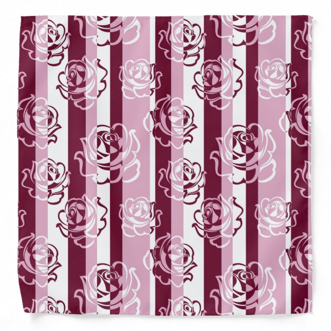 Striped pattern with roses bandana (Front)