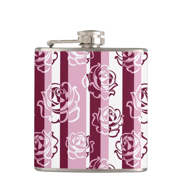 Striped pattern with roses flask (Front)