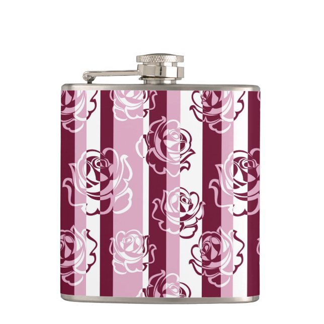 Striped pattern with roses flask (Front)
