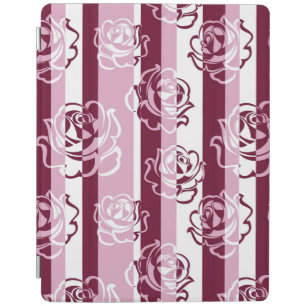 Striped pattern with roses iPad smart cover
