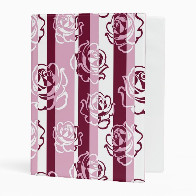 Striped pattern with roses mini binder (Front/Inside)