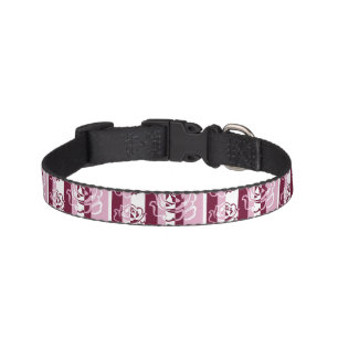 Striped pattern with roses pet collar