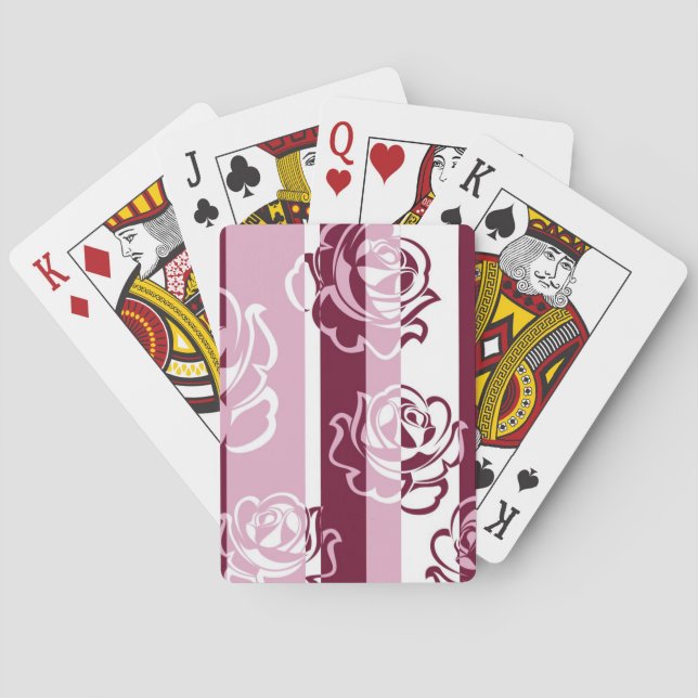 Striped pattern with roses poker cards (Back)