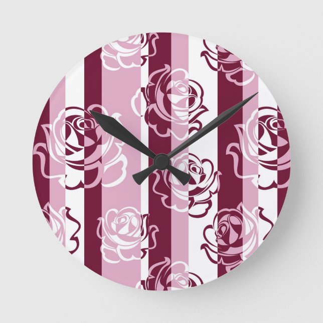 Striped pattern with roses round clock (Front)