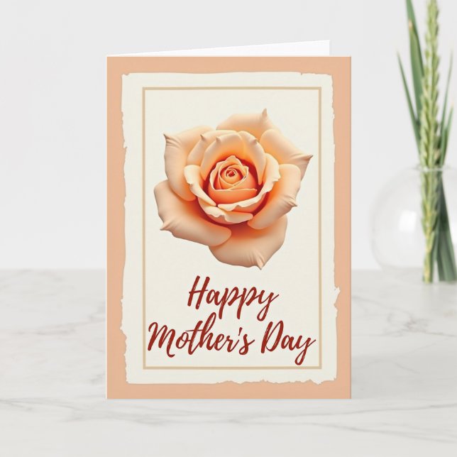 Striped Peach Floral Card (Front)